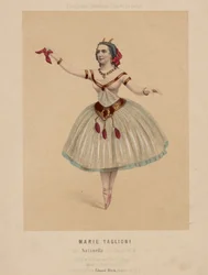 Marie Taglioni in Satanella, a Ballet in 3 Acts choreographed by Paul Taglioni, with music composed by Pugni and Hertel
